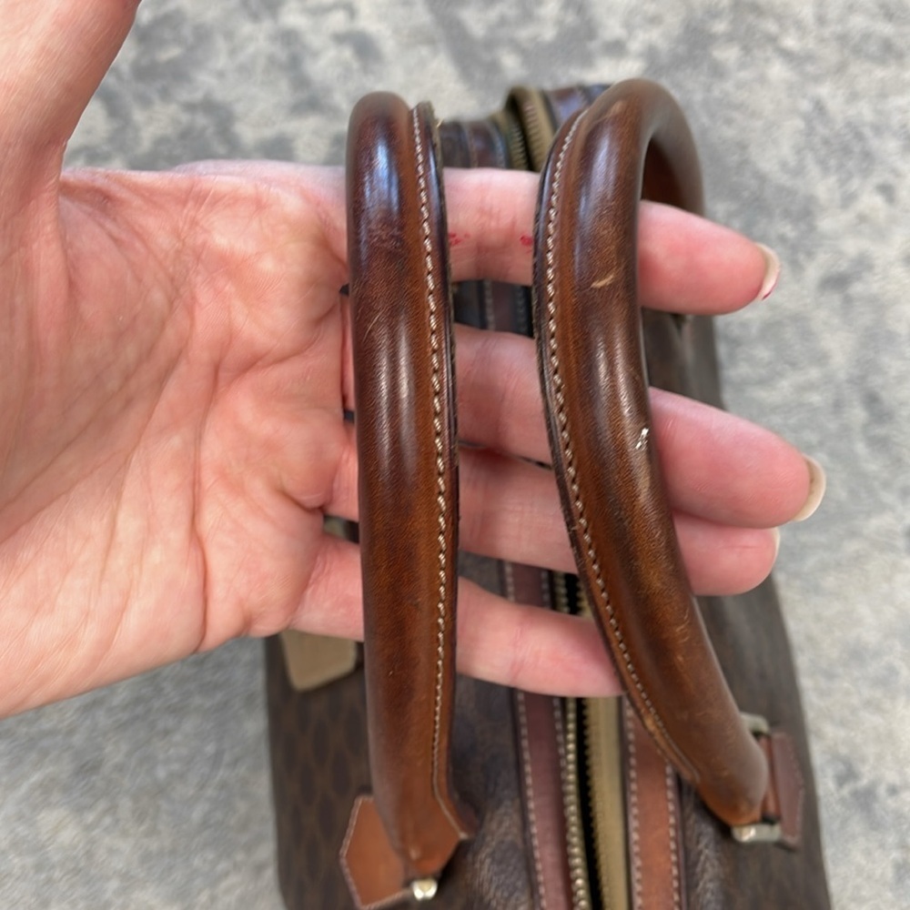 Vintage Celine Macadam Coated Canvas Boston Bag Satchel Brown - Picture 17 of 17